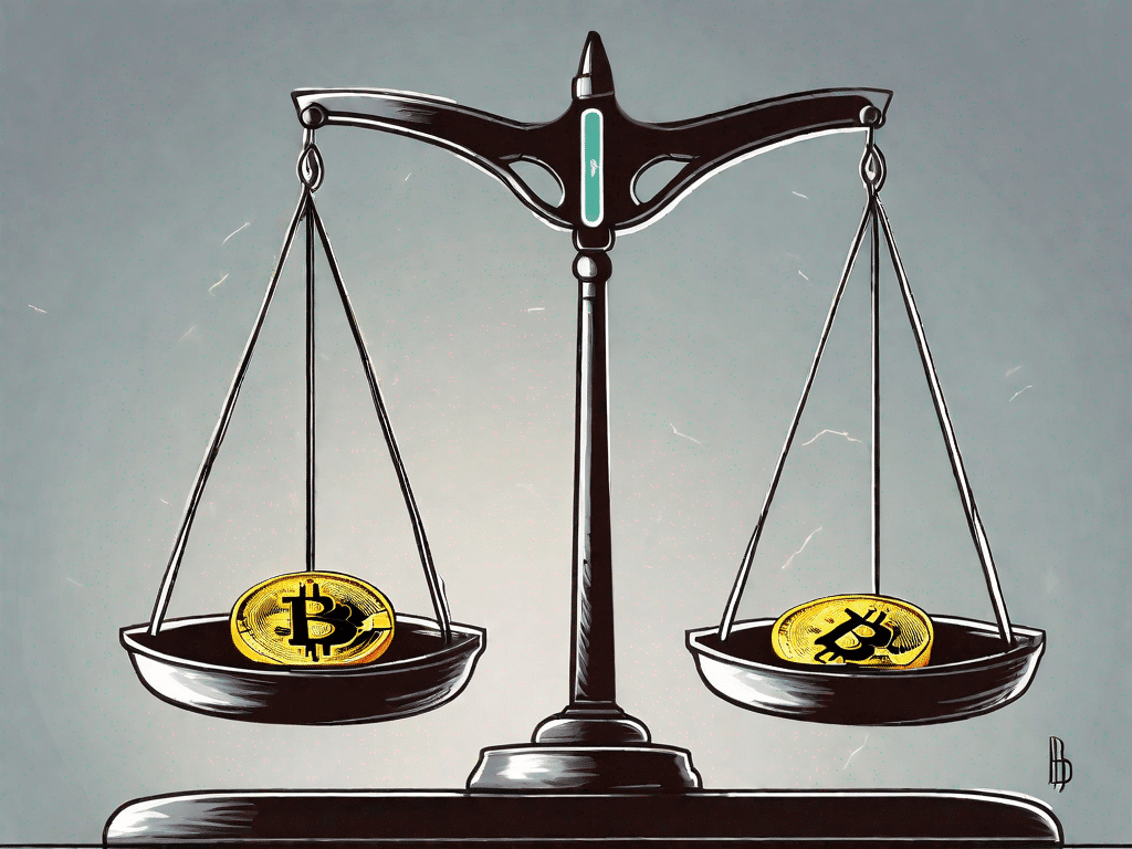 A bitcoin symbol on a balance scale