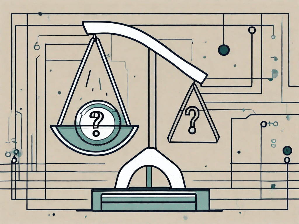 A digital scale balancing a computer chip and a question mark